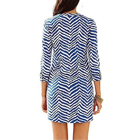 Lilly Pulitzer Rossmore Midi T-Shirt Dress Blue Stripe Zebron, Size small - Picture 2 of 10